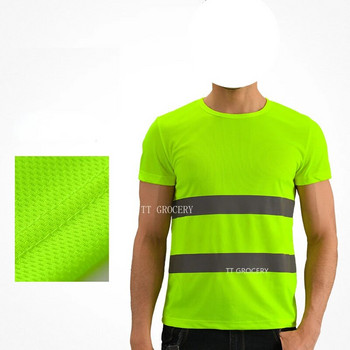 Спорт на открито Флуоресцентна предпазна работна риза с висока видимост Лятна дишаща работна тениска Светлоотразителна жилетка Тениска Бързосъхнеща