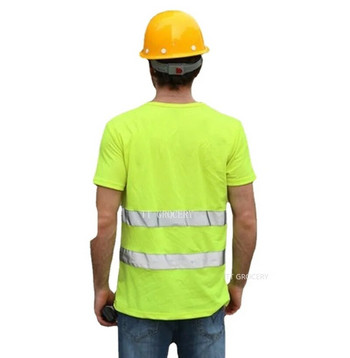 Спорт на открито Флуоресцентна предпазна работна риза с висока видимост Лятна дишаща работна тениска Светлоотразителна жилетка Тениска Бързосъхнеща
