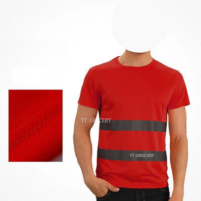 Välispordi fluorestseeruv suure nähtavusega ohutu töösärk Suvine hingav töösärk helkurvestiga t-särk Kiirelt kuivav