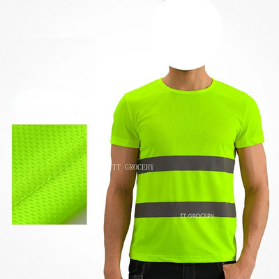Fluorescentna zaštitna radna majica visoke vidljivosti za vanjske sportove Ljetna prozračna radna majica kratkih rukava Reflektirajući prsluk Brzo sušeća majica