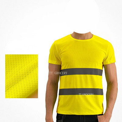 Välispordi fluorestseeruv suure nähtavusega ohutu töösärk Suvine hingav töösärk helkurvestiga t-särk Kiirelt kuivav