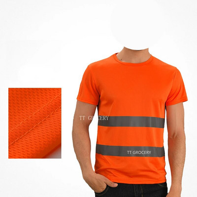 Välispordi fluorestseeruv suure nähtavusega ohutu töösärk Suvine hingav töösärk helkurvestiga t-särk Kiirelt kuivav