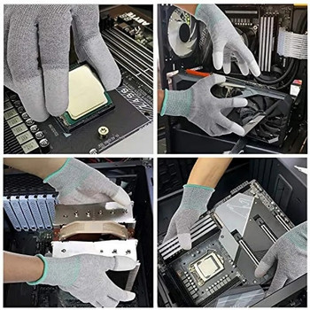 Υψηλής ποιότητας 10 ζεύγη γάντια εργασίας ασφαλείας ESD με επικαλυμμένα άκρα δακτύλων για συντήρηση ηλεκτρονικών