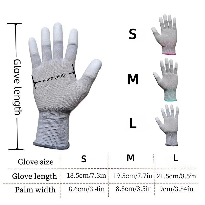 Kvaliteetsed 10 paari ESD kaitsekindad kaetud sõrmeotstega elektroonikahoolduseks