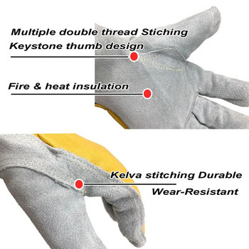 NMSafety Противопожарни изолационни кожени ръкавици за заваряване на работния двор против рязане на работния двор с щипка