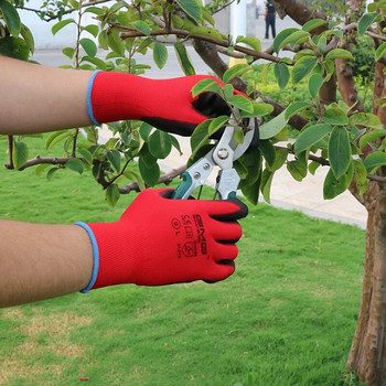 Горещи разпродажби 6 чифта GMG CE EN388 червен полиестер черни PU работни защитни ръкавици Работни ръкавици за градинска строителна индустрия Механични работни ръкавици