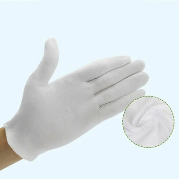 24 БР. Бели ръкавици 12 чифта меки памучни ръкавици Монети Бижута Сребърни инспекционни ръкавици Разтеглива ръкавица с подплата