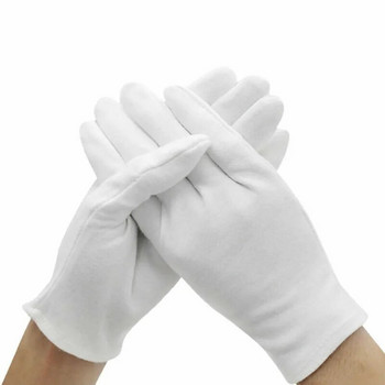 24 ΤΕΜ Λευκά Γάντια 12 Ζευγών Μαλακά Βαμβακερά Γάντια Κέρμα Κοσμήματα Ασημένια Γάντια Επιθεώρησης Γάντι Τεντώσιμης Φόδρας