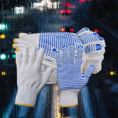 Γάντια Εργασίας Προστασίας Προστασίας Προστασίας Εργασίας 12 Ζευγών Βαμβακερά Πολυεστερικά Πλεκτά Γάντια Εργασίας για Βιομηχανική Αποθήκη Βιομηχανικού, Με κουκκίδες