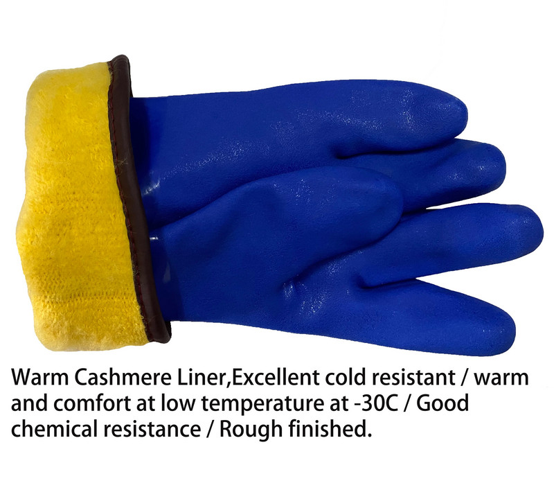 Meleg szigetelt kasmír, vegyszerálló kültéri, olajálló síelés, hőálló, hőálló PVC biztonsági munkakesztyű téli horgászathoz