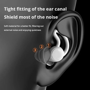Звукоизолиращи тапи за уши Трислойни бели силиконови тапи за уши Водоустойчиви тапи за уши за плуване Намаляване на шума при сън