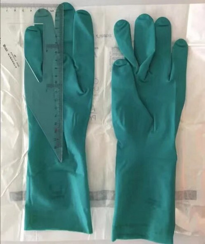 Ansell Gammex aluskindad (1 paar) pulbrivaba lateks rohelise sise- ja väliskihiga/üliõhukesed peened operatsiooni-/keemiaravi kindad