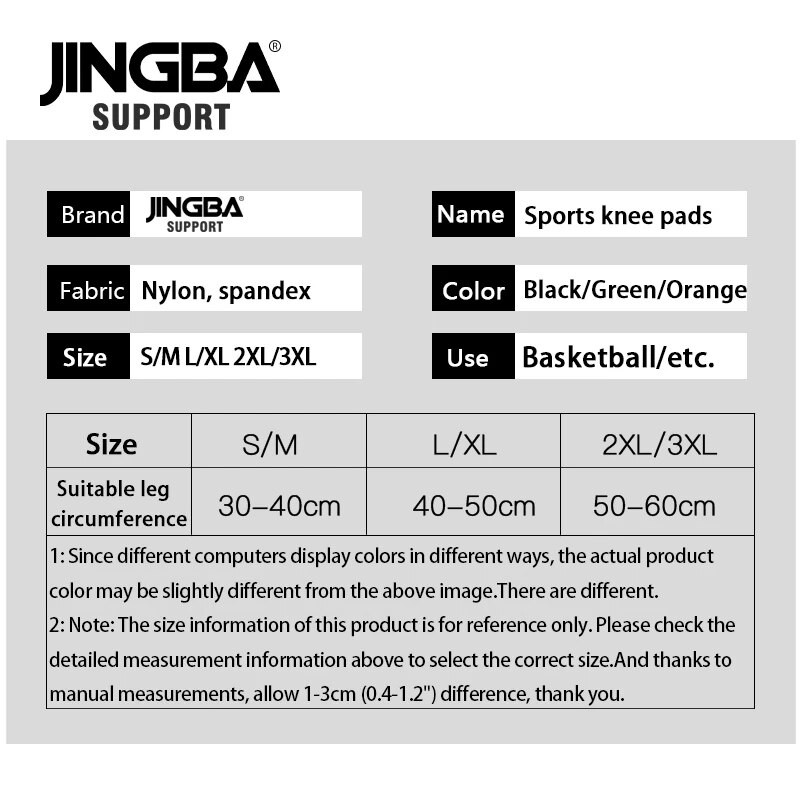 JINGBA SUPPORT 1 Piece Еластична найлонова подложка за коляно Спортни на открито баскетболни наколенки протектор за наколенка Safety rodillera deportiv
