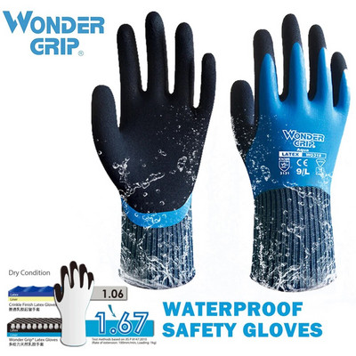 Wonder Grip WG-318 Sigurnosne vodootporne radne rukavice Ženske muške radne rukavice Duplo obložene najlonske rukavice Udobne lateks pjene