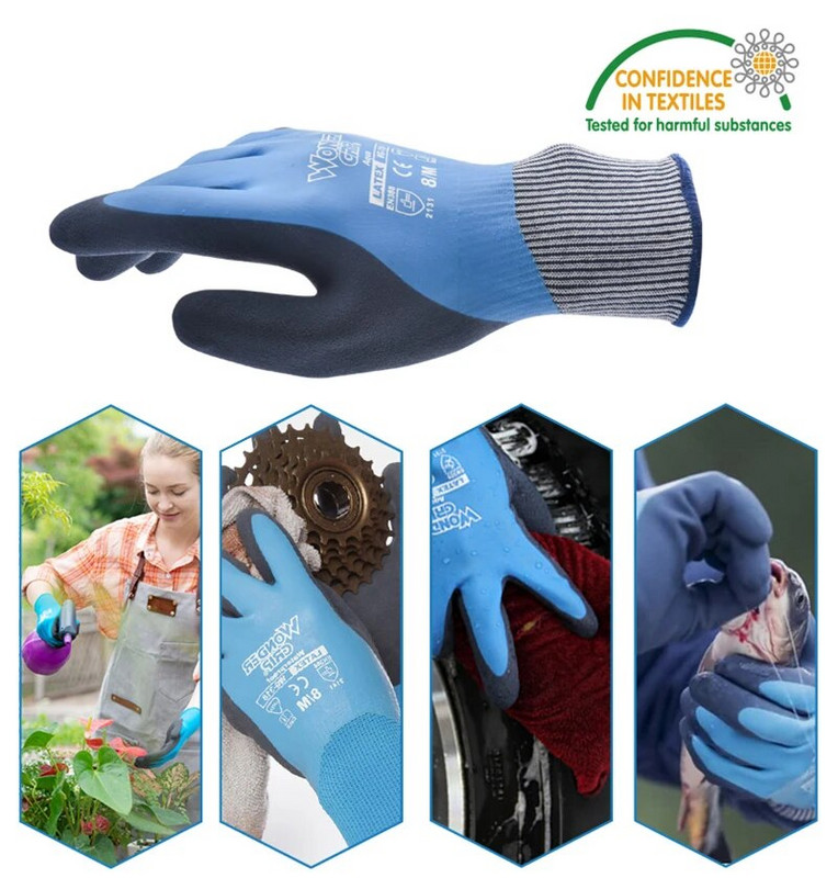 Wonder Grip WG-318 Ohutus Veekindlad Töökindad Naiste Meeste Töökindad Topeltkattega nailonkindad Mugav lateksvaht