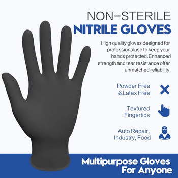 Γάντια νιτριλίου Αδιάβροχα γάντια εργασίας GMG Πυκνά μαύρα γάντια νιτριλίου για μηχανικά χημικά γάντια μιας χρήσης τροφίμων
