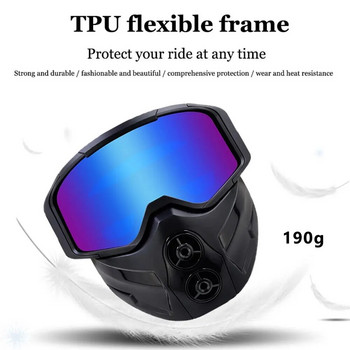 Ветроустойчива мотоциклетна маска, очила UV400 защита със силиконова каишка, съвместима със зимна защитна маска за лице, очила за мотокрос