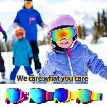 Παιδικά γυαλιά χιονιού για σκι Αντιθαμβωτική προστασία διπλού φακού UV400 Άνετα σφουγγαράκια Παιδικά γυαλιά σκι σε σχήμα U για 4-14 ετών