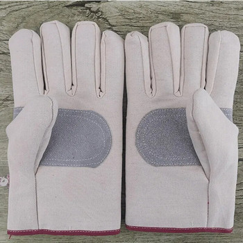Платнени ръкавици Устойчиви на износване Платнени ръкавици за поддръжка на заварчици Двойно удебелени защитни ръкавици за защита на труда