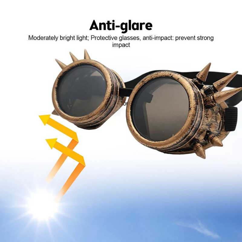 Uued Steampunk kaitseprillid Keevitamine Vintage Style Punk Prillid Mood Päikeseprillid Rollimäng Viis värvi läätsed Retro käsitöö