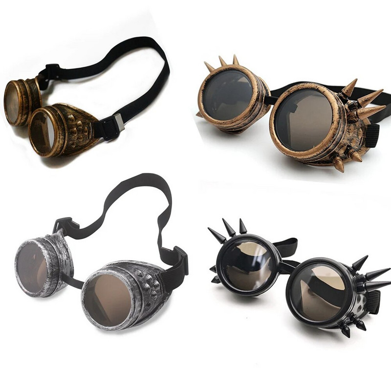Uued Steampunk kaitseprillid Keevitamine Vintage Style Punk Prillid Mood Päikeseprillid Rollimäng Viis värvi läätsed Retro käsitöö