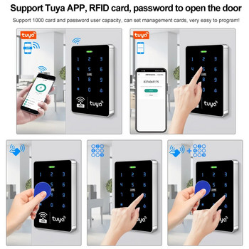 WiFi Tuya Door Access Control Keypad IP68 Водоустойчив RFID Keyboard Controller Reader Touch Door Opener APP Дистанционно отключване WG26/34