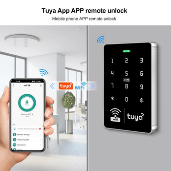 WiFi Tuya Door Access Control Keypad IP68 Водоустойчив RFID Keyboard Controller Reader Touch Door Opener APP Дистанционно отключване WG26/34