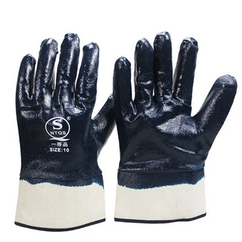 Γάντια νιτριλίου Σκούρο παχύ λαστιχένιο γάντιο αδιάβροχο λάδι ανθεκτικό για βενζινάδικο Ασφάλεια εργασίας Προστασία προστασίας γάντια ασφαλείας