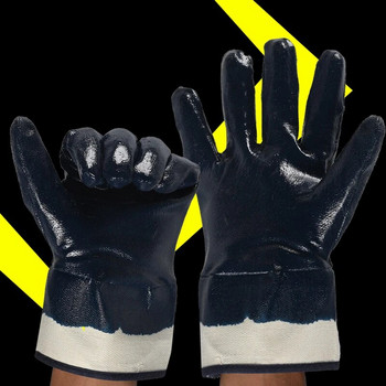 Нитрилни ръкавици Ръкавици от тъмен удебелен каучук Водоустойчиви маслоустойчиви за работа на бензиностанция Безопасност Защита Предпазни ръкавици