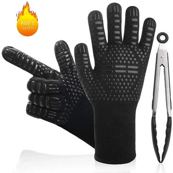 Ръкавици за барбекю Силиконова топлоустойчива ръкавица Ръкавици за кухненска микровълнова фурна 500 800 градуса Огнеупорни и неплъзгащи се ръкавици за барбекю
