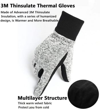 Χειμερινά γάντια -20℉ Thinsulate Thermal Gloves Cold Weather Warm Gloves Γάντια τρεξίματος με οθόνη αφής Γάντια ποδηλάτου για άνδρες γυναίκες