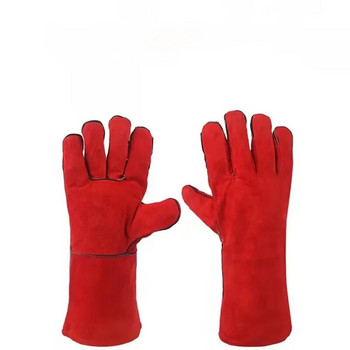 Кожени ръкавици за заваряване - Устойчиви на топлина/пожар за заварчик/фурна/камина/за боравене с животни/барбекю/захващане за домашни любимци Защита от ухапване