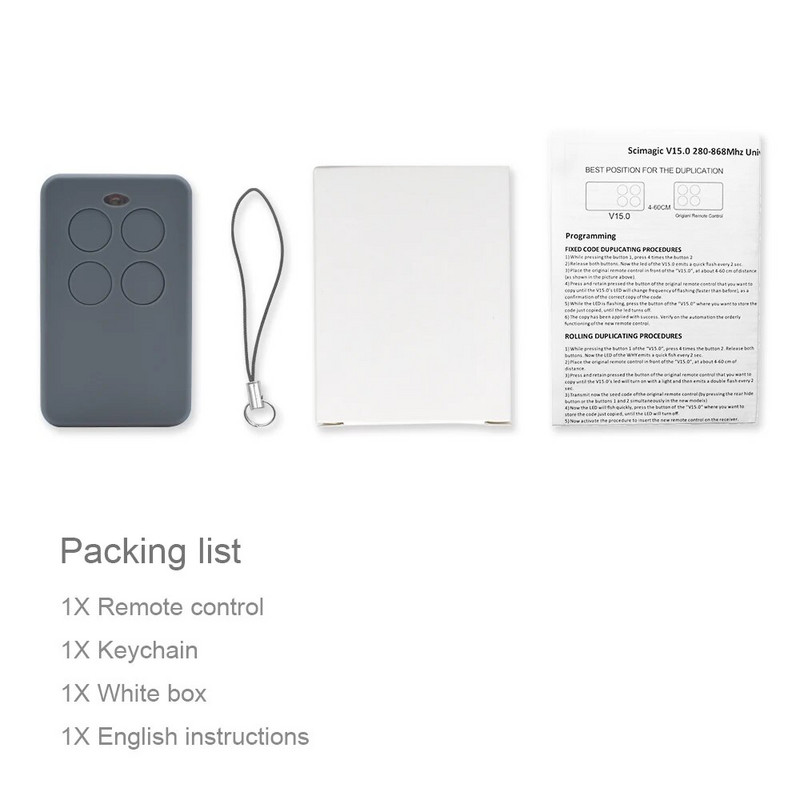 Vārtu vadības daudzfrekvenču garāžas durvju tālvadības pavairotājs 433,92 attaisītājs 433 MHz 868 atslēgu piekariņa barjeras komanda 433 ritošais kods