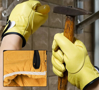 1 Pair Work Gloves Sheepskin Leather Workers Working Welding Safety Protection Κήπος αθλητικός οδηγός μοτοσικλέτας Γάντια ανθεκτικά στη χρήση