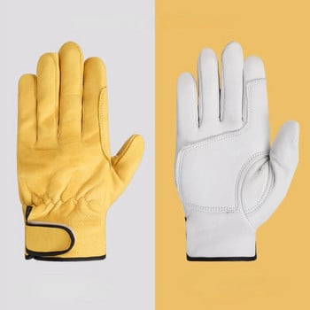 1 Pair Work Gloves Sheepskin Leather Workers Working Welding Safety Protection Κήπος αθλητικός οδηγός μοτοσικλέτας Γάντια ανθεκτικά στη χρήση