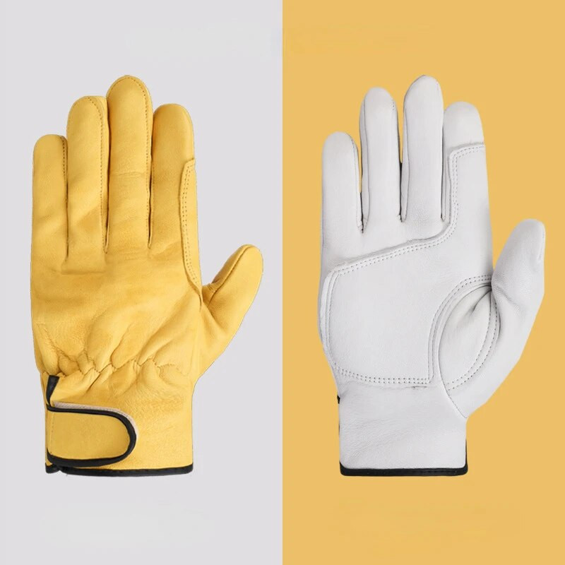1 Pair Work Gloves Sheepskin Leather Workers Working Welding Safety Protection Κήπος αθλητικός οδηγός μοτοσικλέτας Γάντια ανθεκτικά στη χρήση