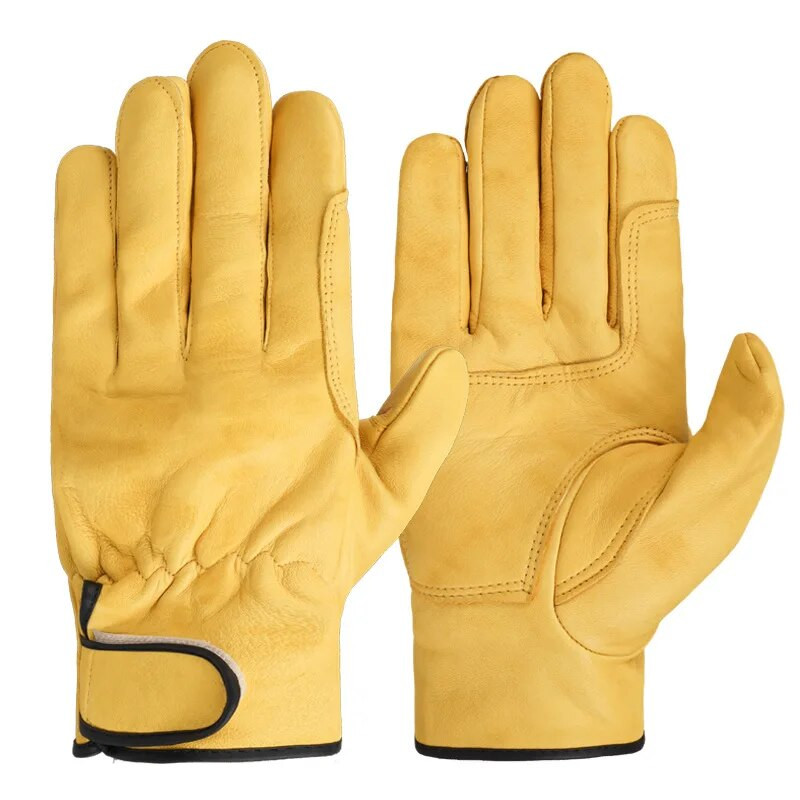1 Pair Work Gloves Sheepskin Leather Workers Working Welding Safety Protection Κήπος αθλητικός οδηγός μοτοσικλέτας Γάντια ανθεκτικά στη χρήση