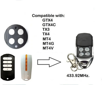 Copiați Mhouse GTX4 Telecomandă Garaj MOOVO MT4 Deschizător de uși 433,92 MHz Rolling Code Pentru ușa de garaj/poartă