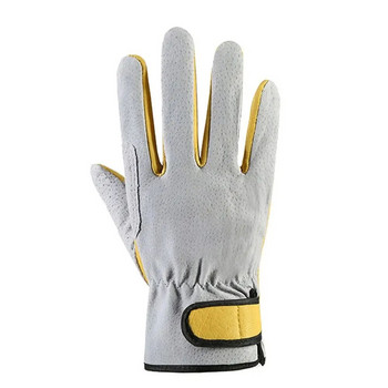 Ръкавици за заваряване Топлоустойчиви, забавящи горенето кожени работни ръкавици Сиво-жълти против срязване Пещ Камина Консумативи за заварчици