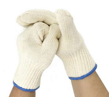Висококачествени плътни двойни памучни 500 по Целзий супер устойчиви на топлина против изгаряне топлоустойчиви ръкавици за фурна Кухненско бяло