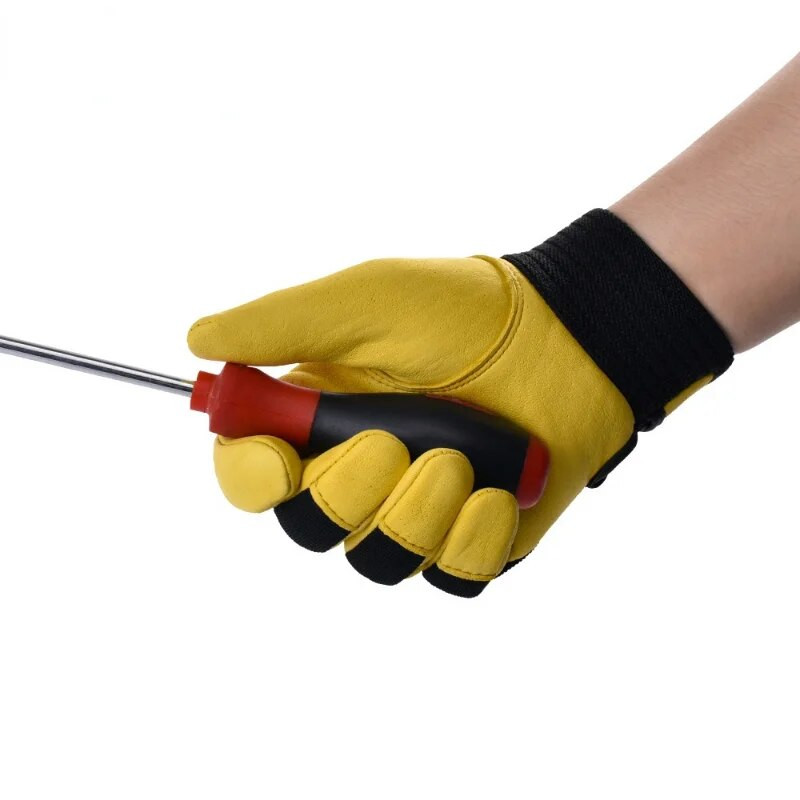 1 Pair Δερμάτινα γάντια Pigskin Wear Resistant Driving Working Repair Safe Gloves
