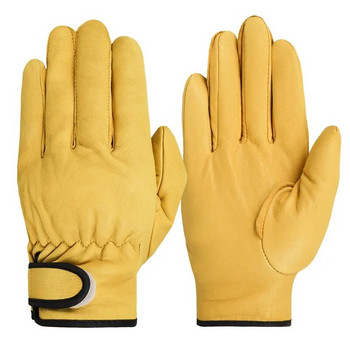 1 Pair Work Gloves Sheepskin Leather Workers Working Welding Safety Protection Κήπος αθλητικός οδηγός μοτοσικλέτας Γάντια ανθεκτικά στη χρήση