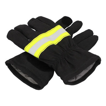 Черни пожарникарски ръкавици Обучение на пожарникар Огнеустойчиви огнеустойчиви ръкавици Светлоотразителна лента Термостабилност