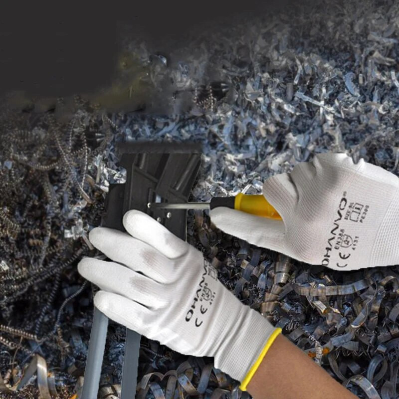 10 ζεύγη PU Nitrile Safety Gloves Nylon βαμβακερά γάντια εργασίας Γάντια με επικάλυψη παλάμης Μηχανικά γάντια εργασίας CE EN388