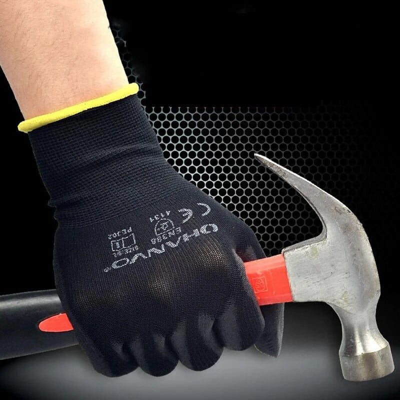 10 ζεύγη PU Nitrile Safety Gloves Nylon βαμβακερά γάντια εργασίας Γάντια με επικάλυψη παλάμης Μηχανικά γάντια εργασίας CE EN388