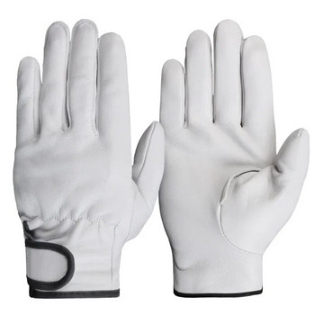 Шофиране Спорт Мъжки безопасни механични работни ръкавици от овча кожа Жълти бели кожени индустриални работни ръкавици на едро 527MY