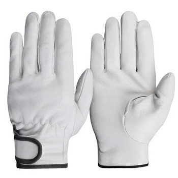 Driving Sport Men Safety Mechanic Working Glove Sheepskin Yellow White Leather Industrial Work Gloves Wholesale 527MY