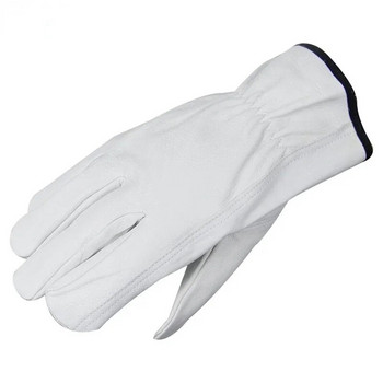 Driving Sport Men Safety Mechanic Working Glove Sheepskin Yellow White Leather Industrial Work Gloves Wholesale 527MY