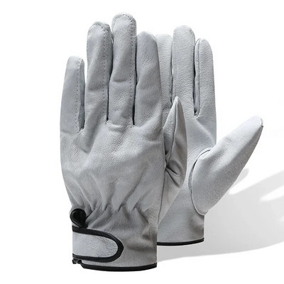 Driving Sport Men Safety Mechanic Working Glove Sheepskin Yellow White Leather Industrial Work Gloves Wholesale 527MY
