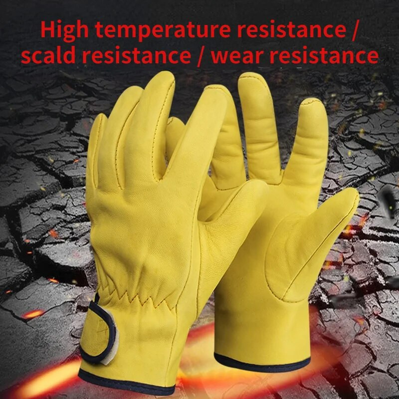 Γάντια εργασίας Χονδρική Sheepskin Sports Safety Protective Gloves Anti-scald Wear-resistant Driving Grinding Welding